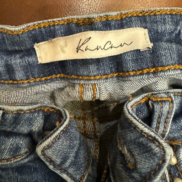 KanCan Distressed Blue Skinny Jeans With Pearl Look Embellishments Size 25 - Picture 7 of 8